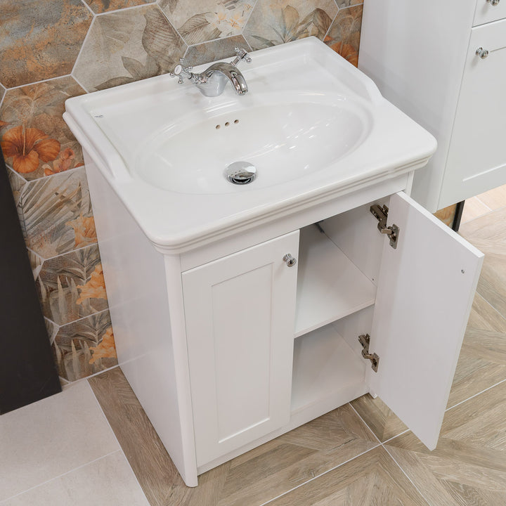 Victoriana 650mm Traditional Vanity Unit &amp; Basin - Chalk White