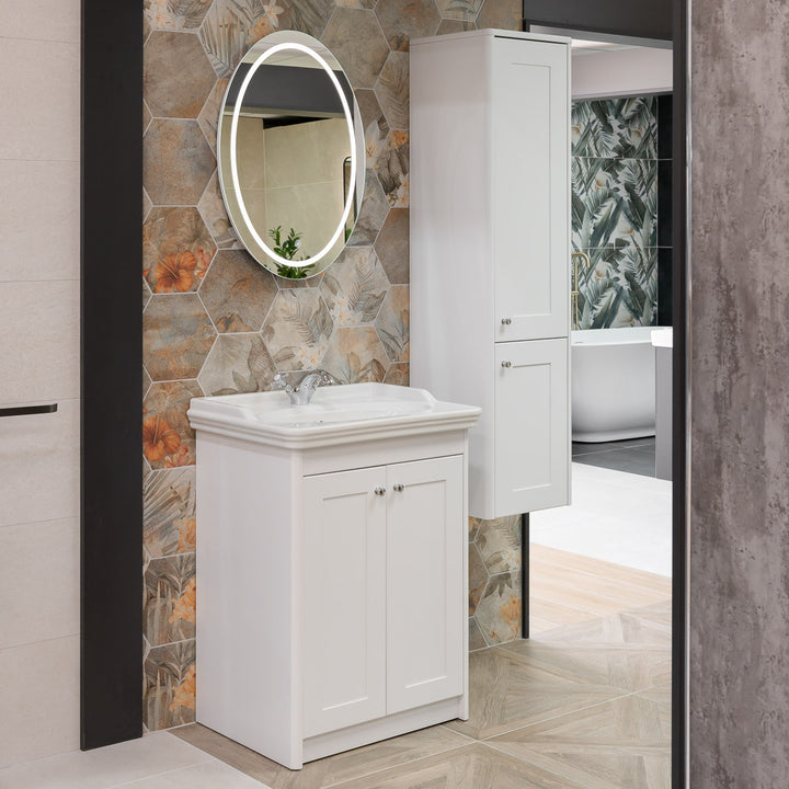 Victoriana 650mm Traditional Vanity Unit &amp; Basin - Chalk White