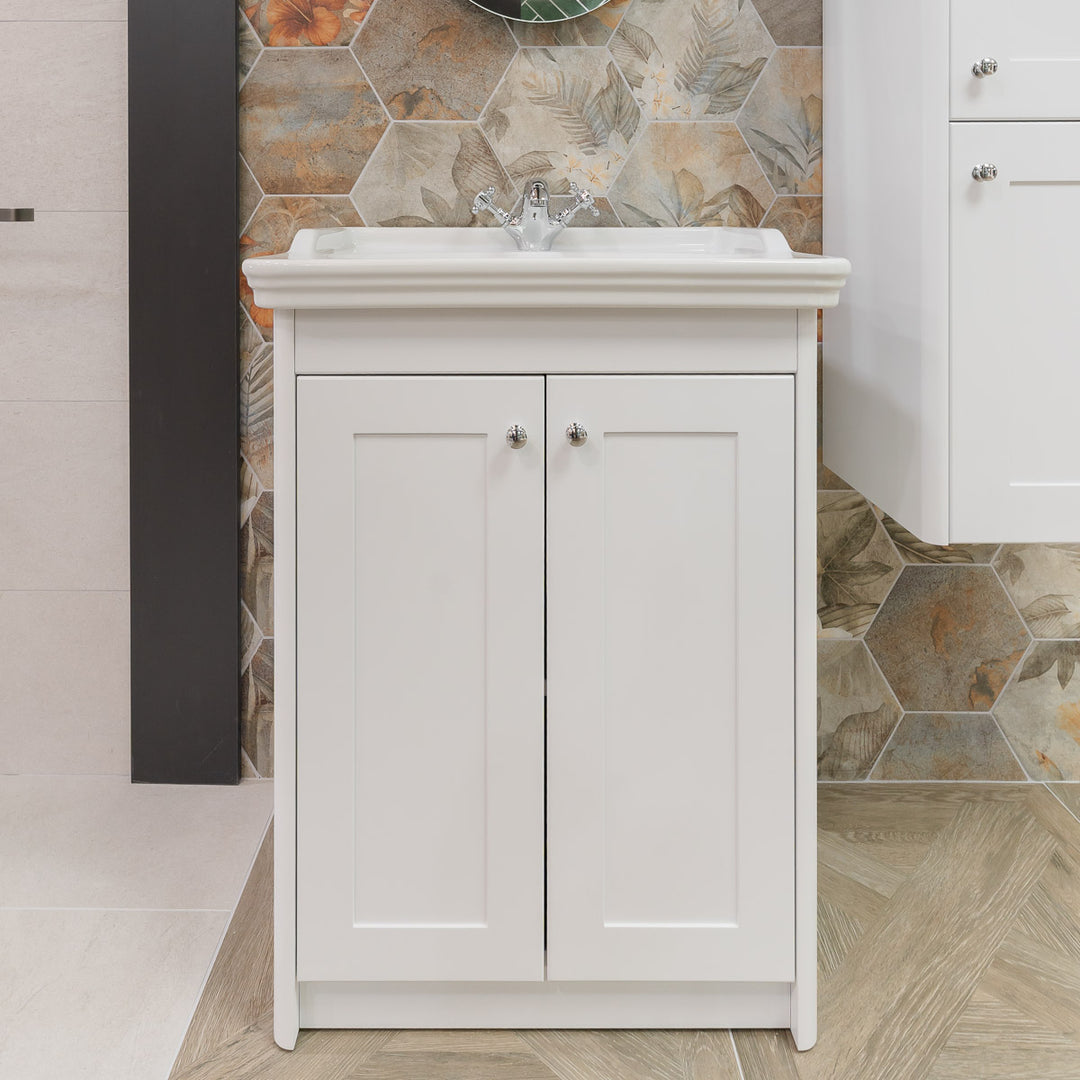Victoriana 650mm Traditional Vanity Unit &amp; Basin - Chalk White