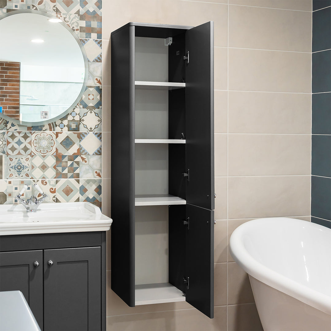 Victoriana Wall Hung Tall Storage Unit - Charcoal Grey