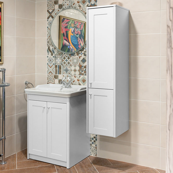 Victoriana Wall Hung Tall Storage Unit - Chalk White