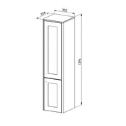 Victoriana Wall Hung Tall Storage Unit - Stone Grey - Technical drawing