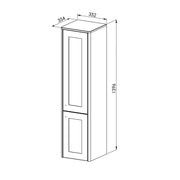 Victoriana Wall Hung Tall Storage Unit - Charcoal Grey - Technical drawing