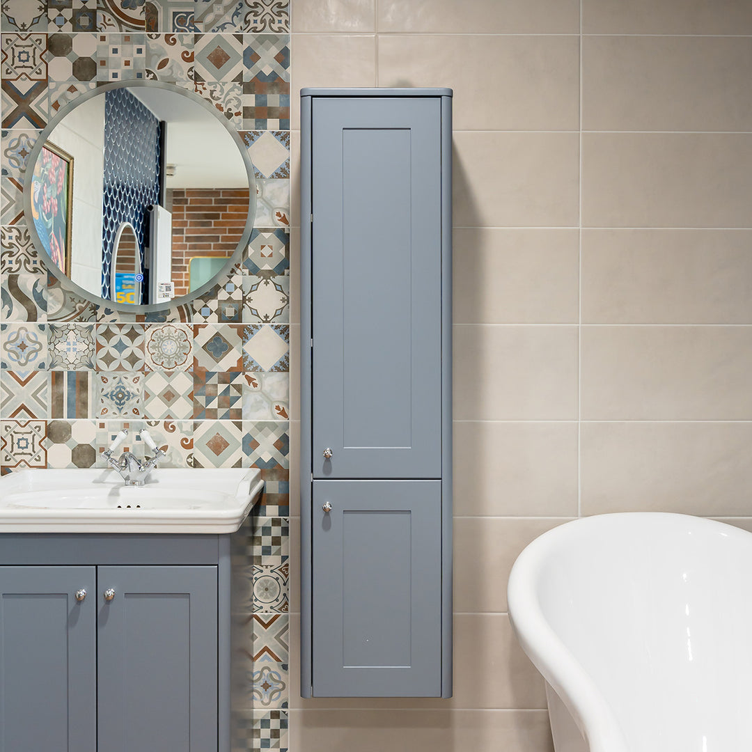 Victoriana Wall Hung Tall Storage Unit - Stone Grey