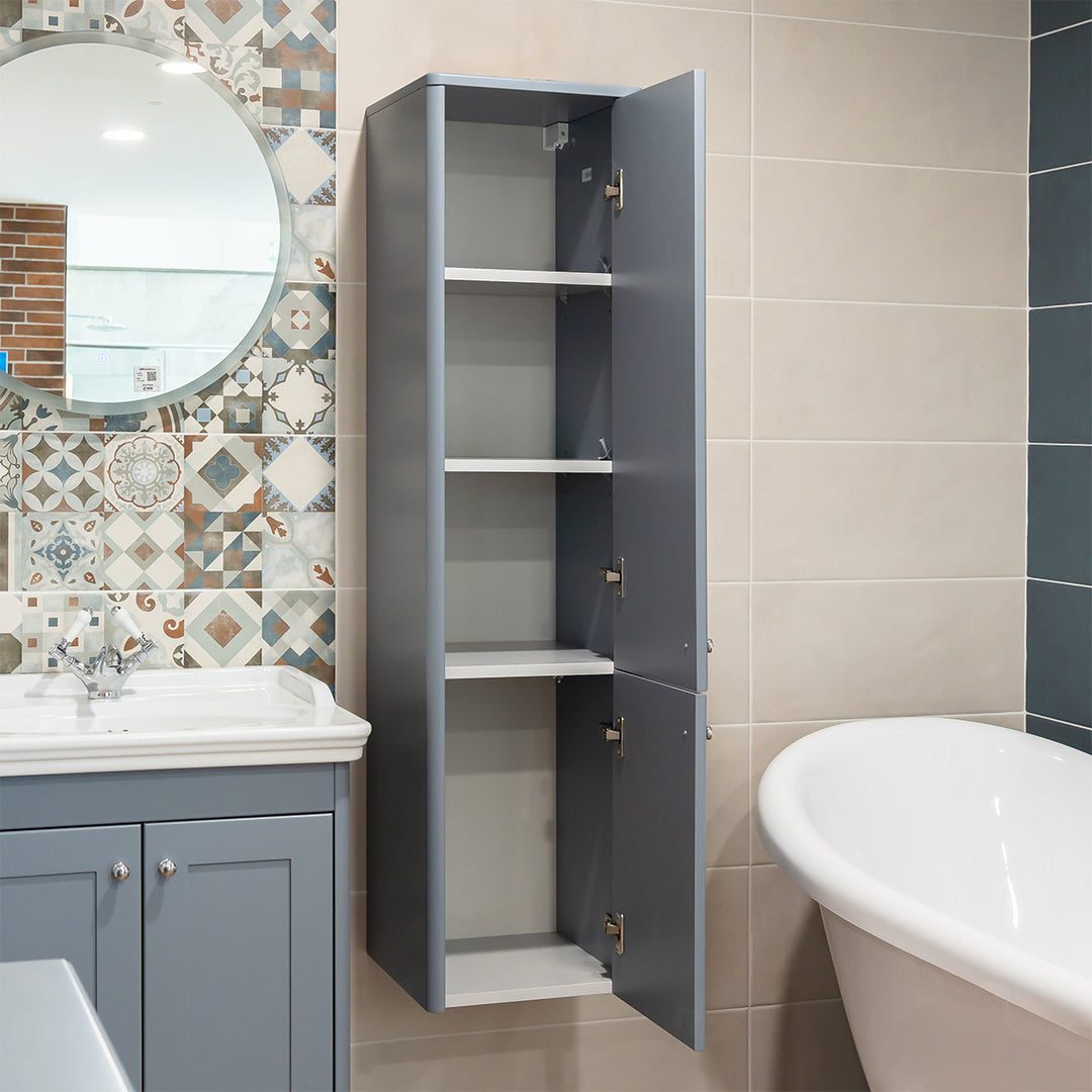 Victoriana Wall Hung Tall Storage Unit - Stone Grey