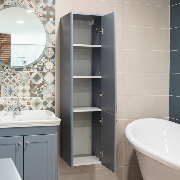 Victoriana Wall Hung Tall Storage Unit - Stone Grey