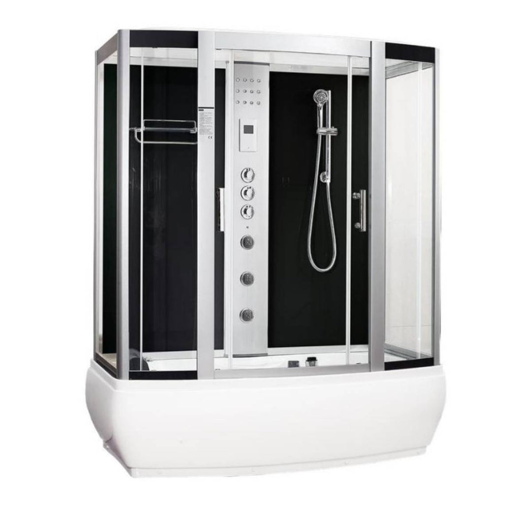 Vidalux Aegean 1700mm Whirlpool Steam Shower - Black