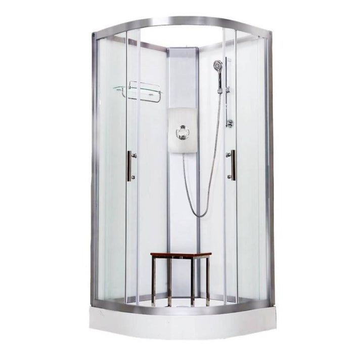 Vidalux Pure Electric 900mm Shower Cabin White - Gun Metal 9.5KW