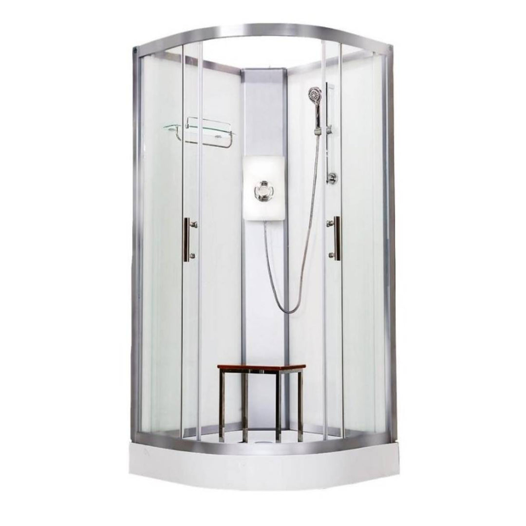 Vidalux Pure Electric 900mm Shower Cabin White - Lux White 8.5KW