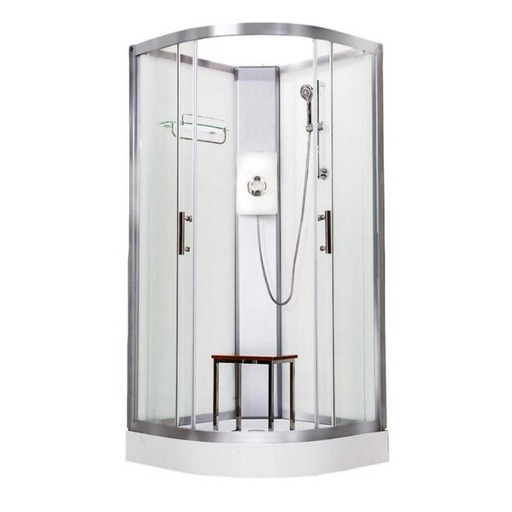 Vidalux Pure Electric 900mm Shower Cabin White - Lux White 8.5KW