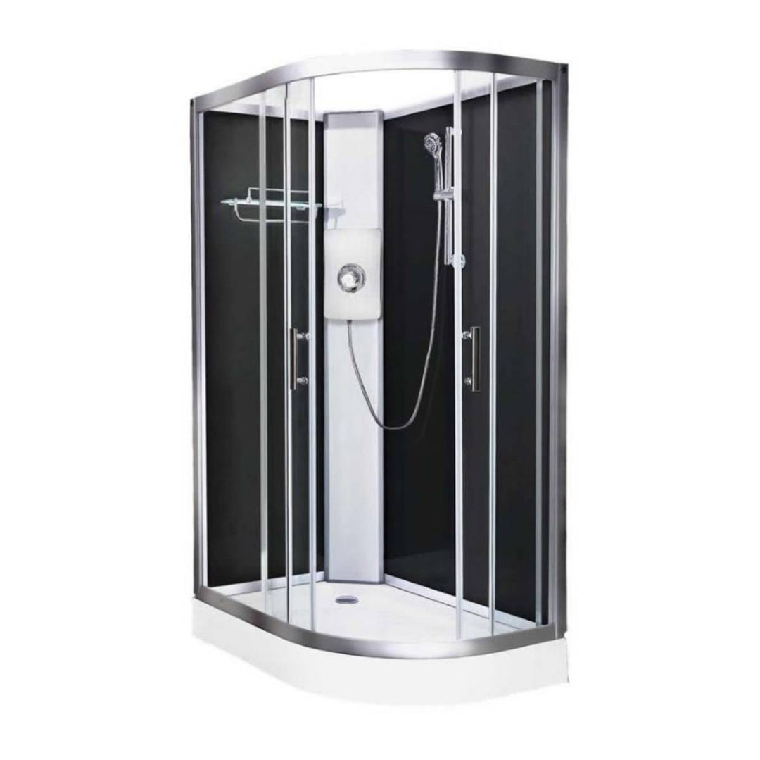 Vidalux Pure Electric 1200mm Shower Cabin Left Hand Black - Gun Metal 9.5KW