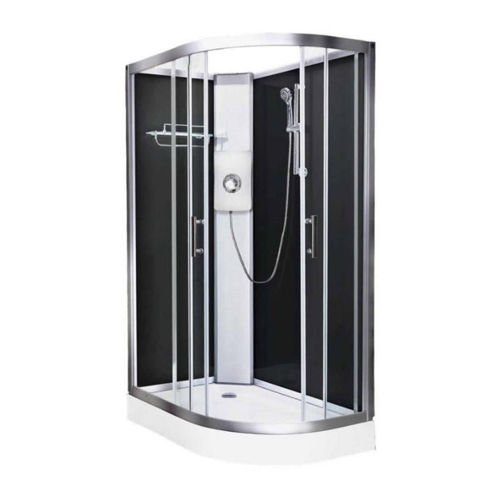 Vidalux Pure Electric 1200mm Shower Cabin Left Hand Black - Gun Metal 9.5KW