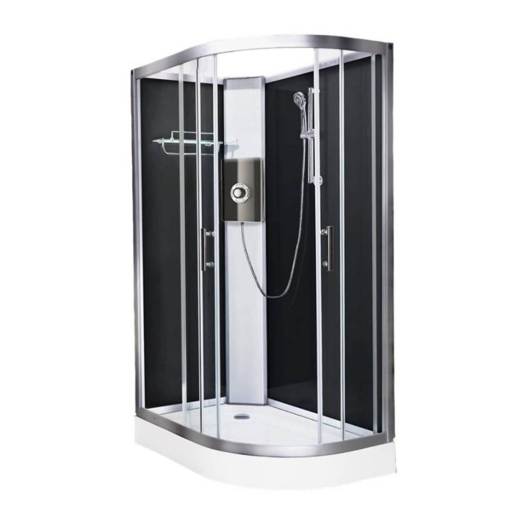 Vidalux Pure Electric 1200mm Shower Cabin Left Hand Black - Lux Black 8.5KW
