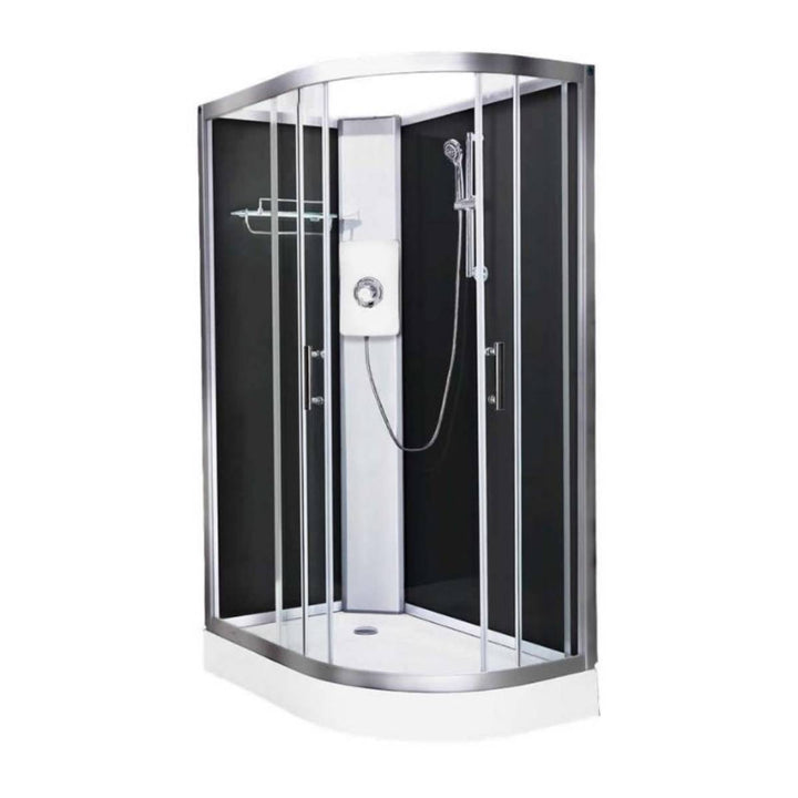 Vidalux Pure Electric 1200mm Shower Cabin Left Hand Black - Lux White 9.5KW