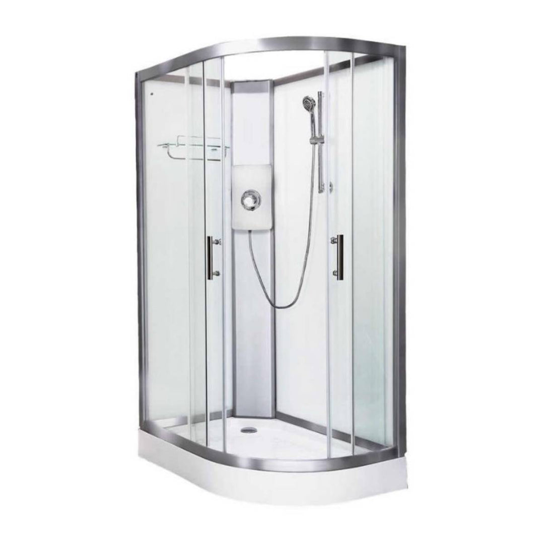 Vidalux Pure Electric 1200mm Shower Cabin Left Hand White - Gun Metal 9.5KW