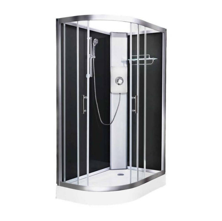 Vidalux Pure Electric 1200mm Shower Cabin Right Hand Black - Gun Metal 8.5KW