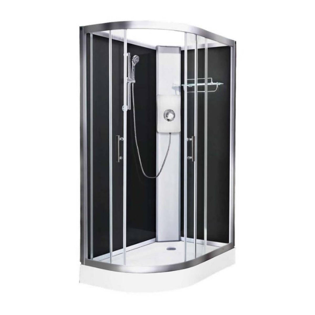 Vidalux Pure Electric 1200mm Shower Cabin Right Hand Black - Gun Metal 9.5KW