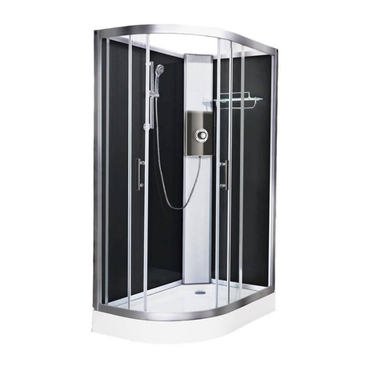 Vidalux Pure Electric 1200mm Shower Cabin Right Hand Black - Lux Black 8.5KW