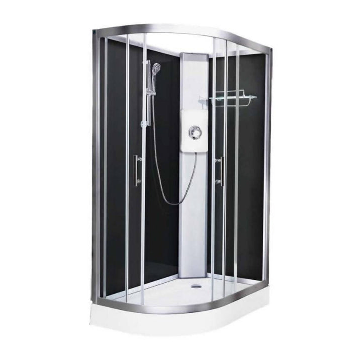 Vidalux Pure Electric 1200mm Shower Cabin Right Hand Black - Lux White 8.5KW