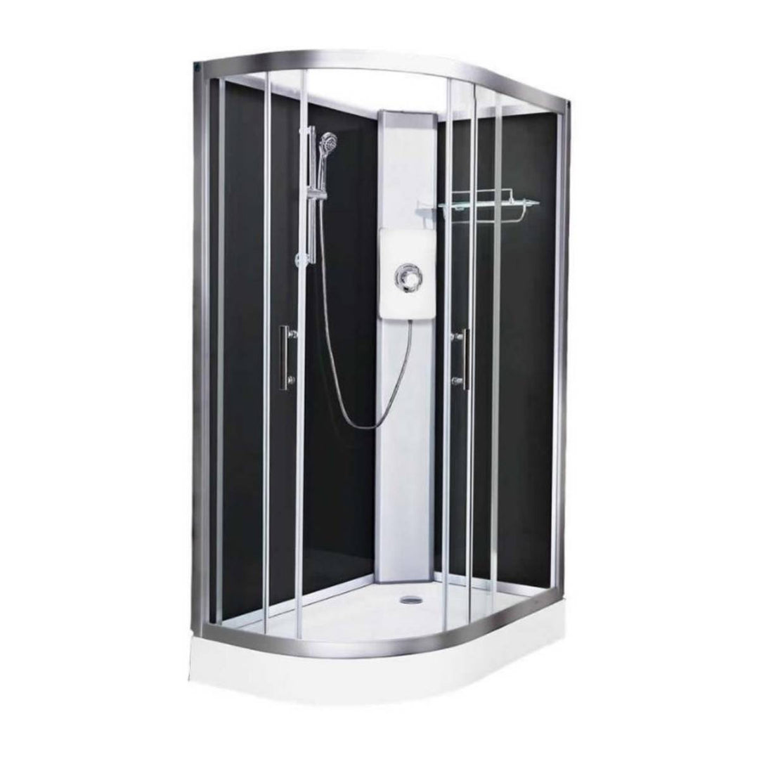 Vidalux Pure Electric 1200mm Shower Cabin Right Hand Black - Lux White 9.5KW
