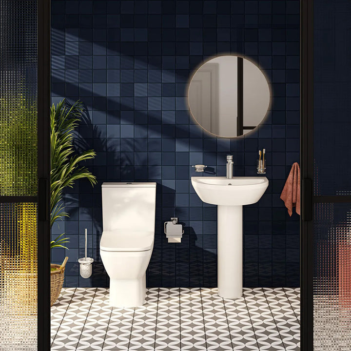 Vitra Integra 450mm Round 1 Tap Hole Basin and Full Pedestal