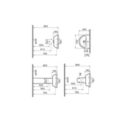 Vitra Integra 450mm Round 1 Tap Hole Basin and Full Pedestal - Technical drawing