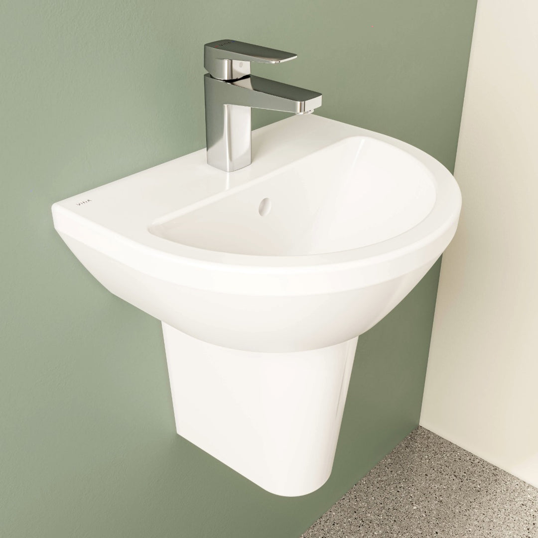 Vitra Integra 450mm Round 1 Tap Hole Basin and Semi Pedestal