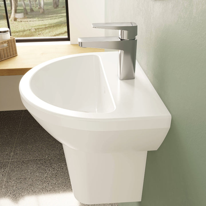 Vitra Integra 450mm Round 1 Tap Hole Basin and Semi Pedestal