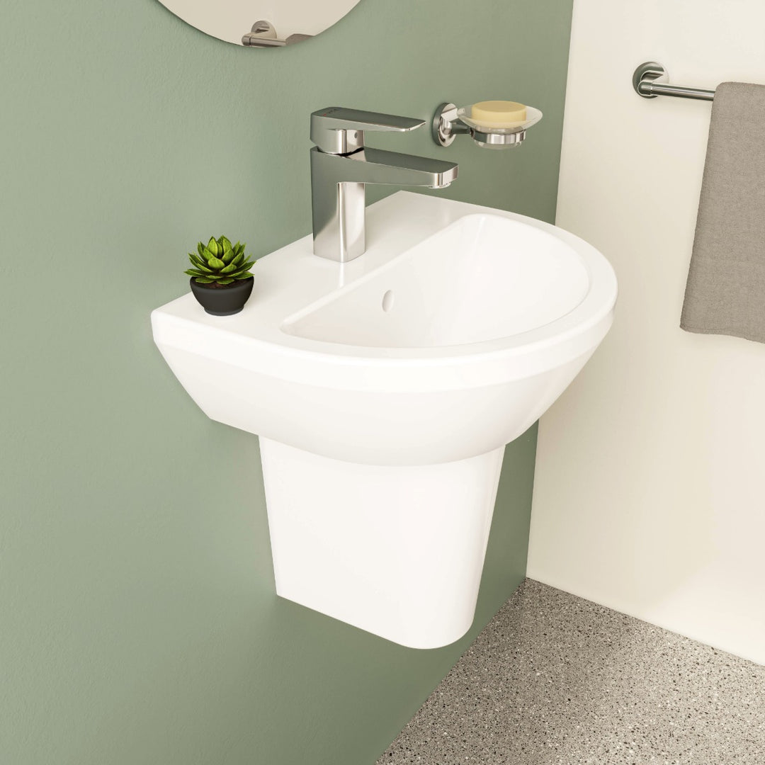 Vitra Integra 450mm Round 1 Tap Hole Basin and Semi Pedestal