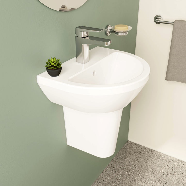 Vitra Integra 450mm Round 1 Tap Hole Basin and Semi Pedestal