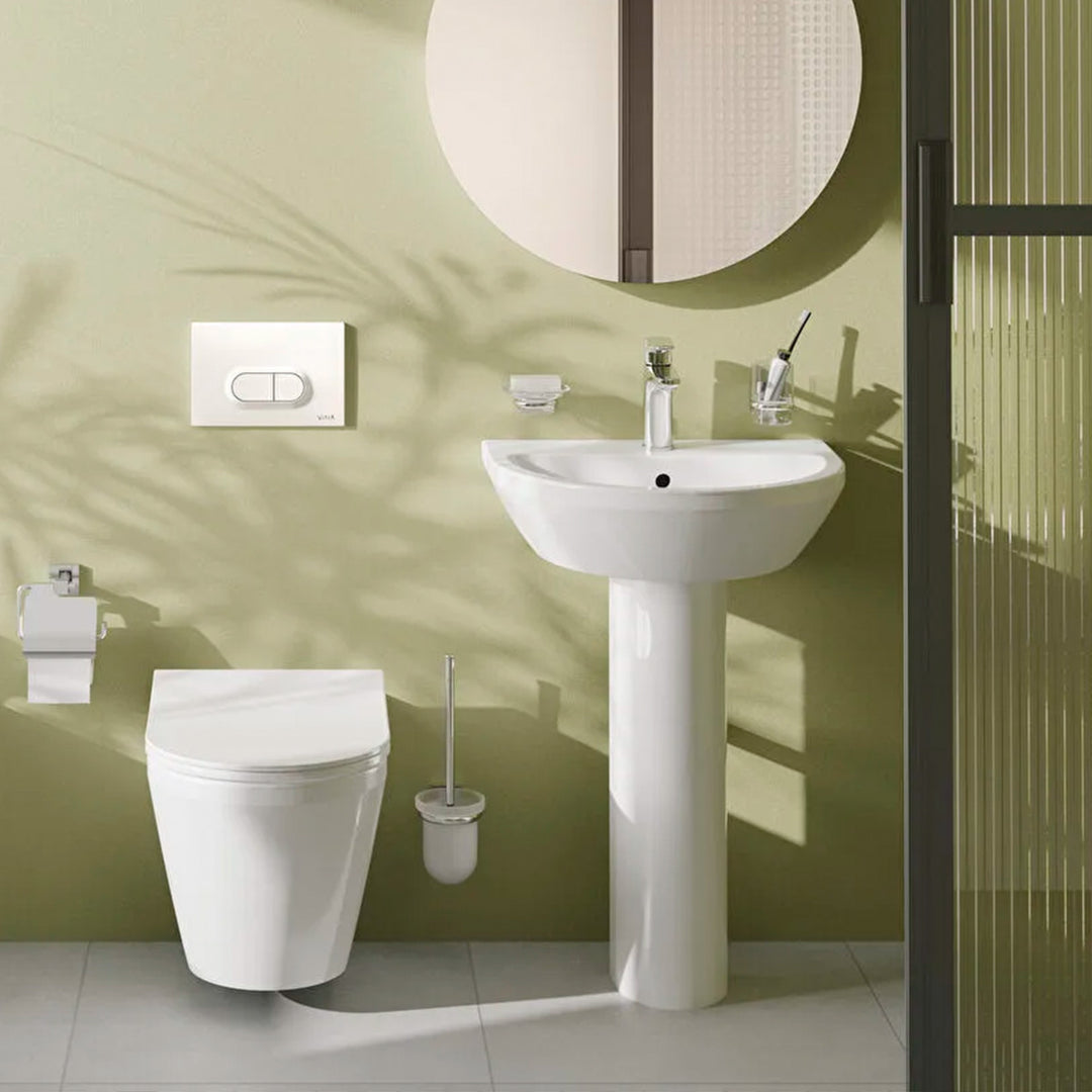Vitra Integra 550mm Round 1 Tap Hole Basin and Full Pedestal