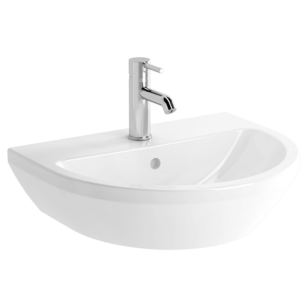 Vitra Integra 550mm Round 1 Tap Hole Basin and Semi Pedestal