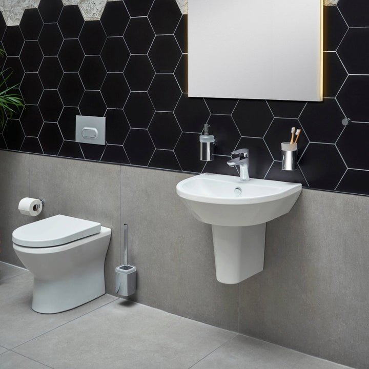 Vitra Integra 550mm Round 1 Tap Hole Basin and Semi Pedestal