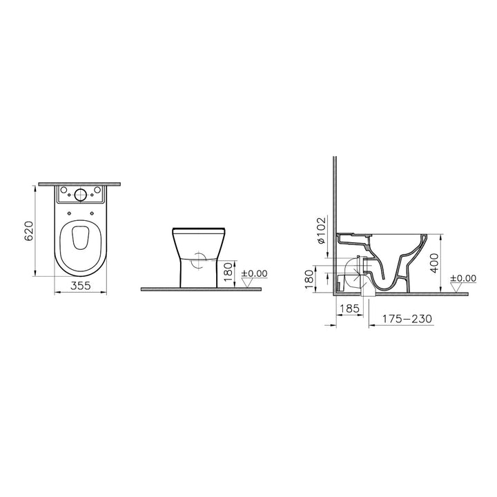Vitra Integra Round Rimless Close Coupled Back To Wall Toilet with Soft Close Seat