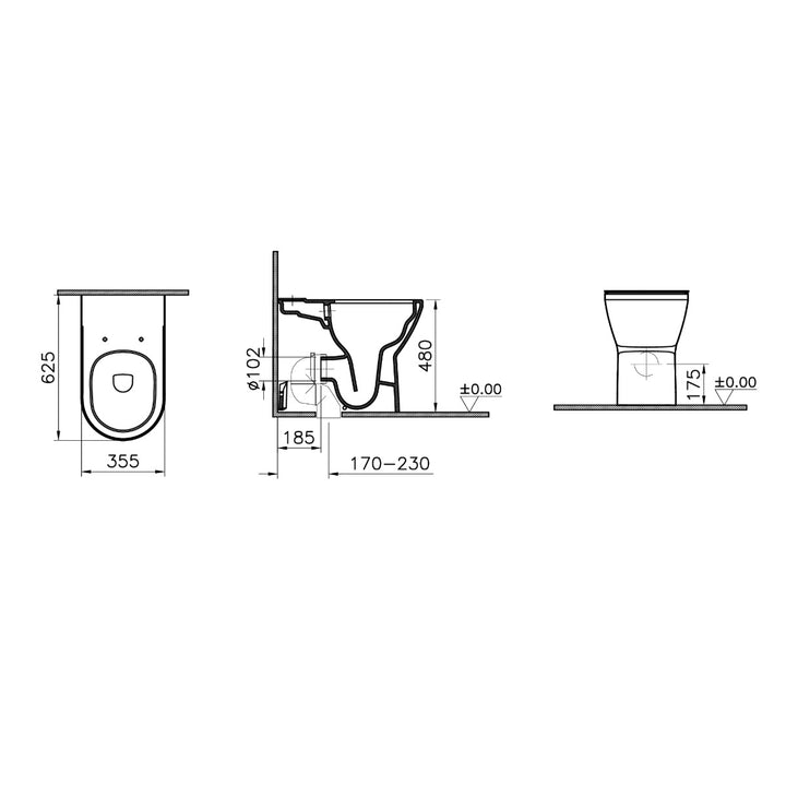 Vitra Integra Round Comfort Height Rimless Close Coupled Back To Wall Toilet with Soft Close Seat