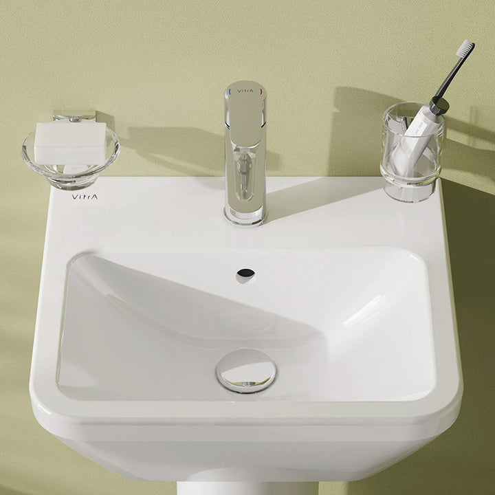 Vitra Integra 450mm Square 1 Tap Hole Basin and Semi Pedestal