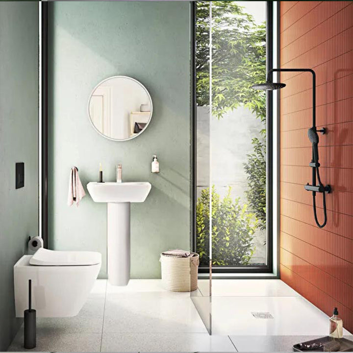 Vitra Integra 550mm Square 1 Tap Hole Basin and Full Pedestal