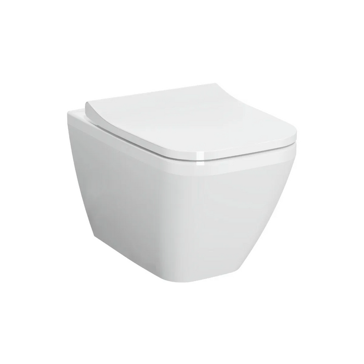 Vitra Integra Square Rimless Wall Hung Pan &amp; Frame Bundle - Brushed Brass