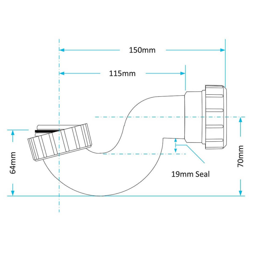 Viva 1.5" Shallow Seal Bath Trap - 20mm Seal