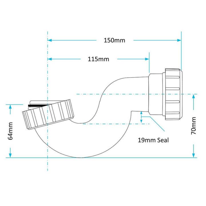 Viva 1.5" Shallow Seal Bath Trap - 20mm Seal