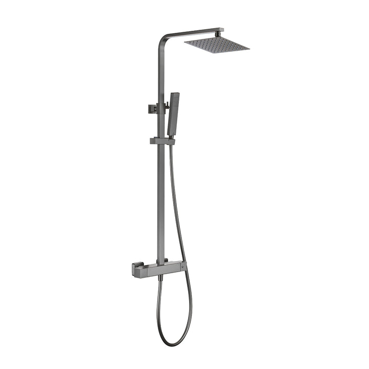 Eliseo Ricci Cube Thermostatic Rain Shower with Diverter - Gunmetal