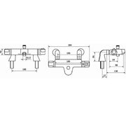 Eliseo Ricci Porto Deck Mounted Bath Shower Mixer - Technical drawing