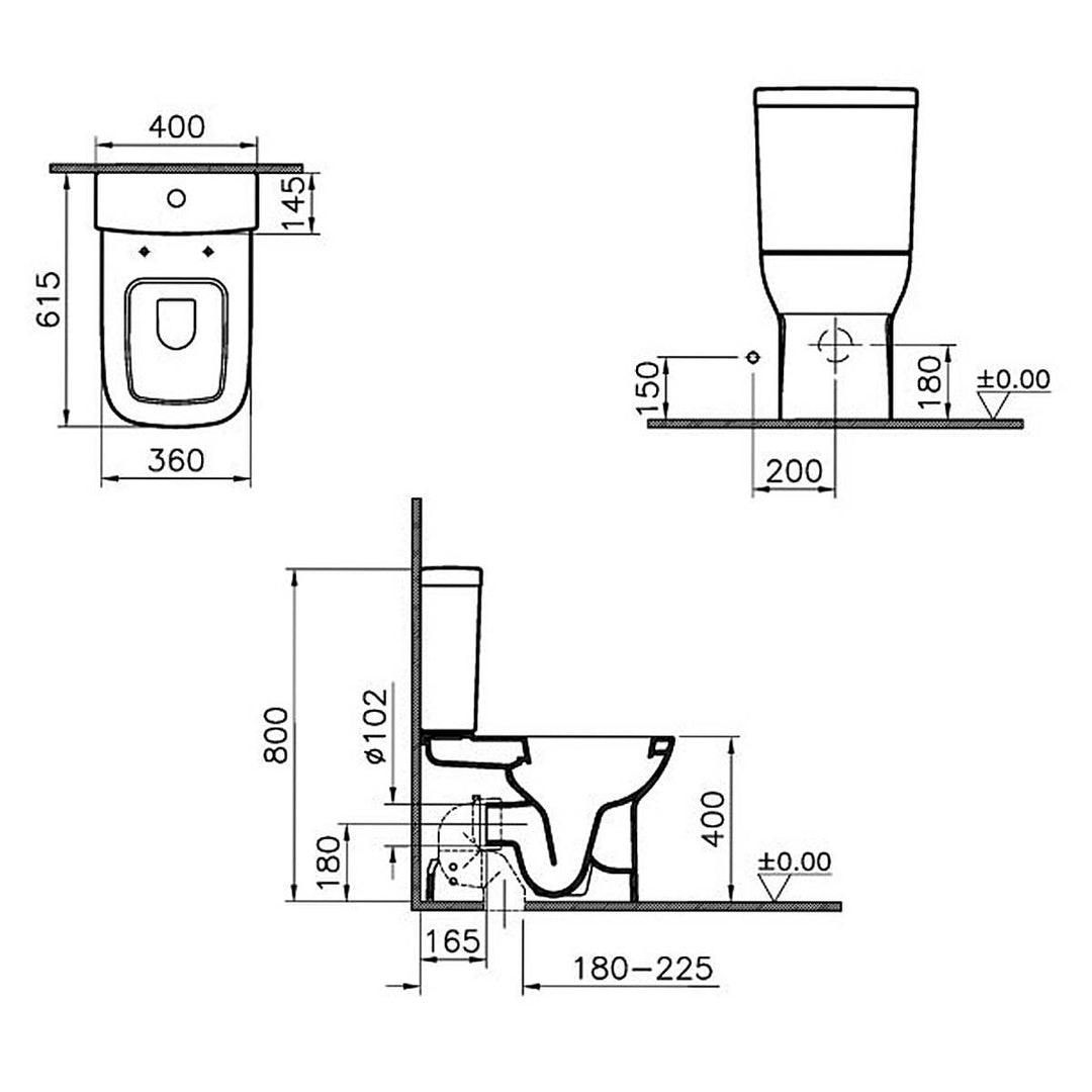 Vitra S20 Close Coupled Fully Back to Wall Toilet &amp; Soft Close Seat