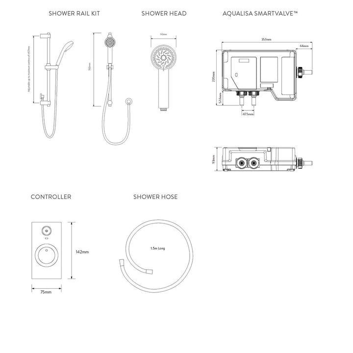 Aqualisa Visage Q Smart Shower Concealed With Adj Head - Hp/Combi