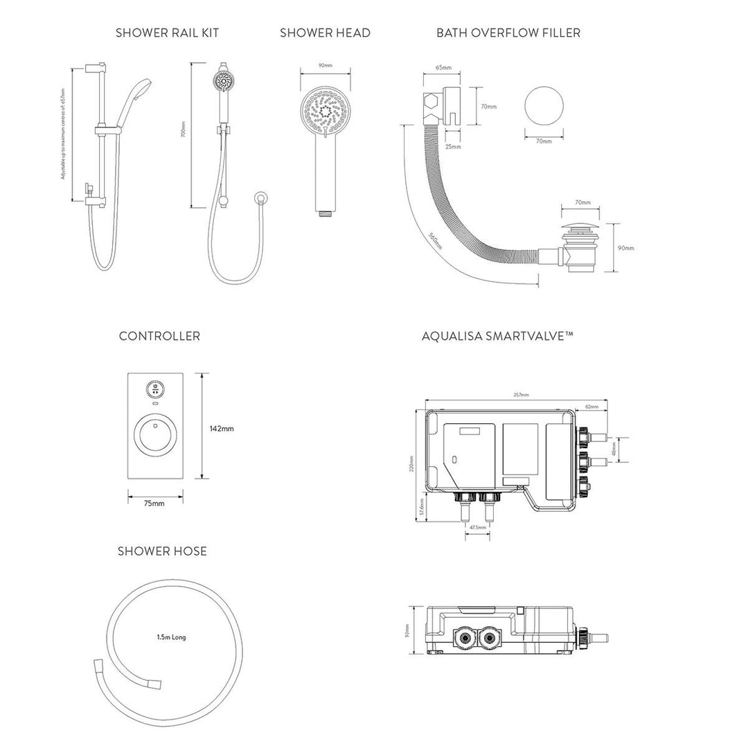 Aqualisa Visage Q Smart Shower Concealed With Adj Head And Bath Fill - Hp/Combi
