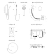 Aqualisa Visage Q Smart Shower Concealed With Adj Head And Bath Fill - Hp/Combi - Technical drawing