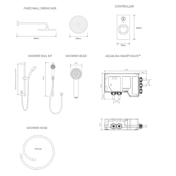 Aqualisa Visage Q Smart Shower Concealed With Adj And Wall Fixed Head - Hp/Combi