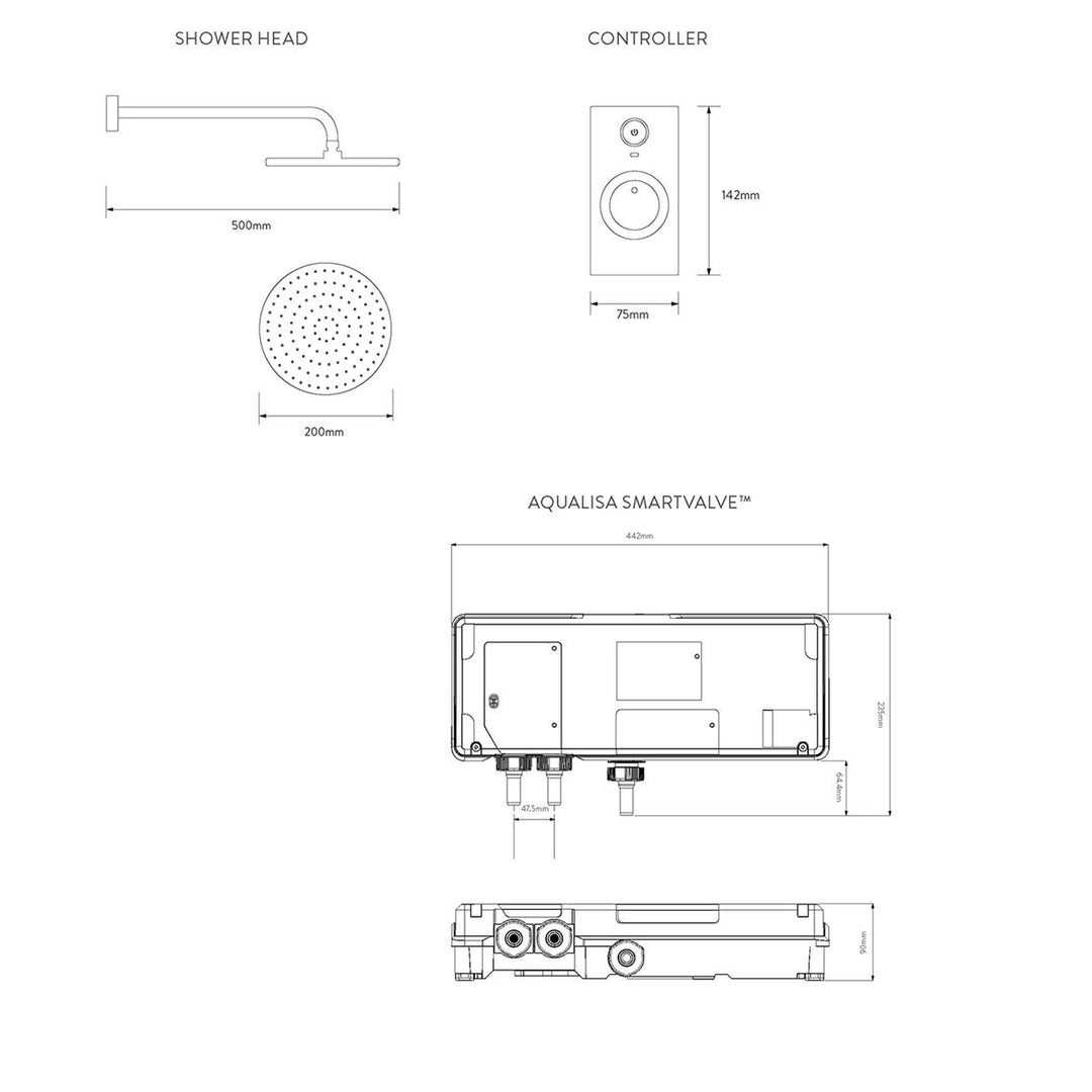 Aqualisa Visage Q Smart Shower Concealed With Fixed Head - Gravity Pumped