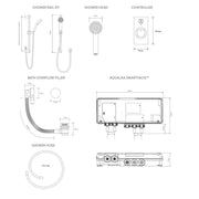 Aqualisa Visage Q Smart Shower Concealed With Adj Head And Bath Fill - Gravity Pumped - Technical drawing