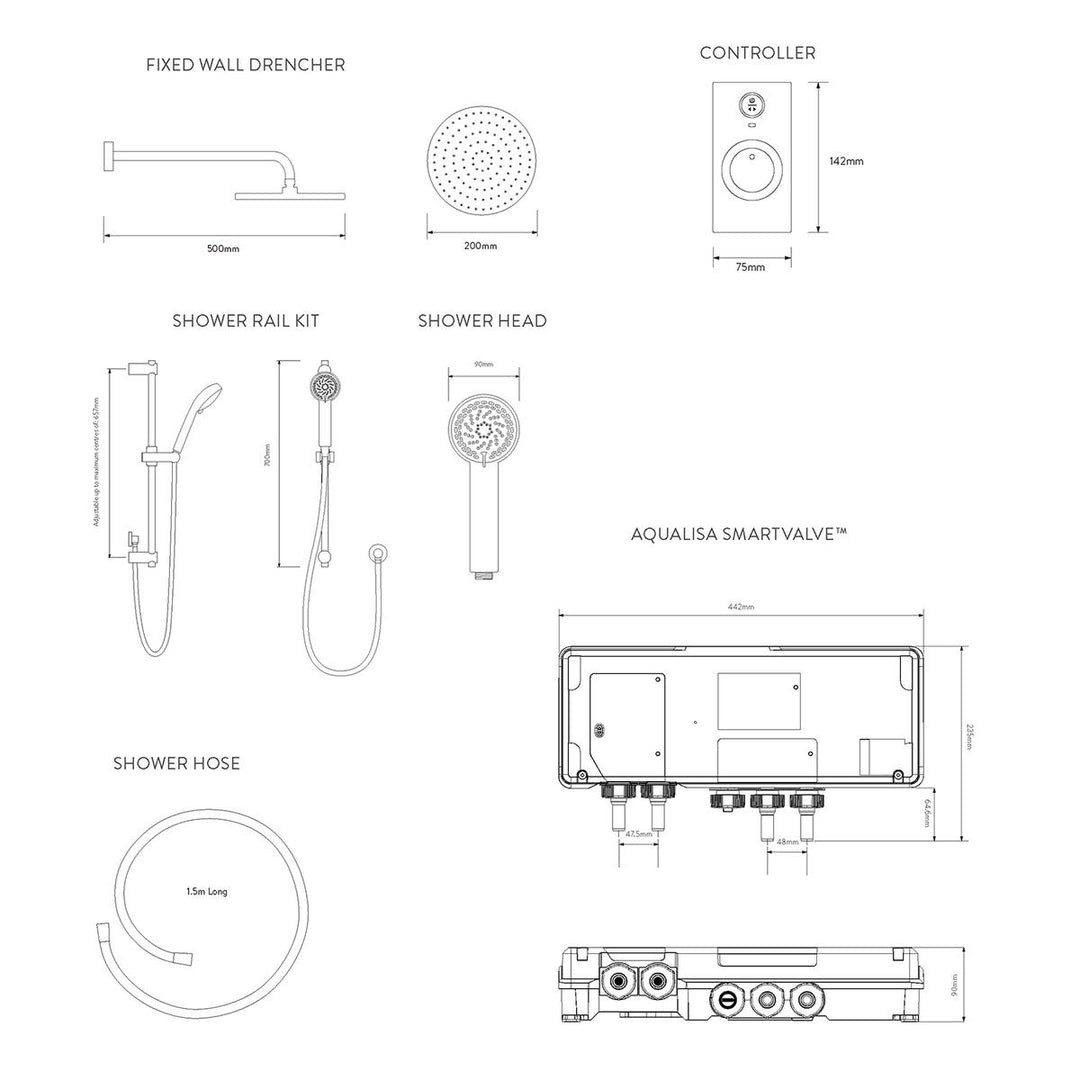Aqualisa Visage Q Smart Shower Concealed With Adj And Wall Fixed Head - Gravity Pumped